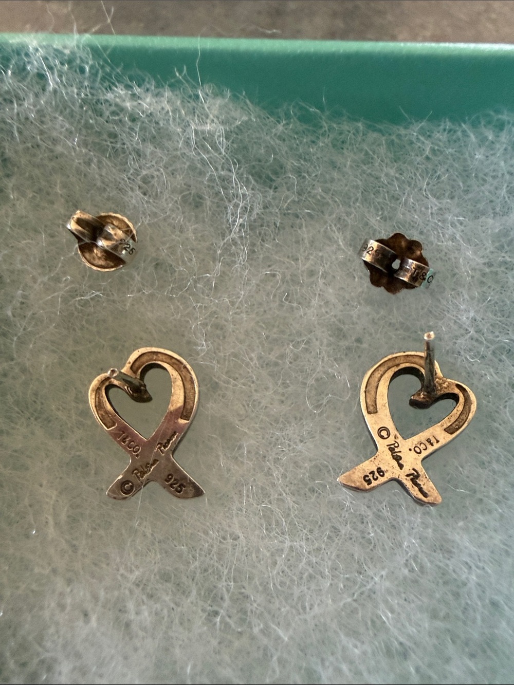Tiffany & Co. Silver Heart Ribbon Earrings - Picture 2 of 3